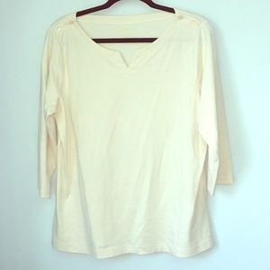 LL Bean XL Cream 3/4 Long Sleeve Top